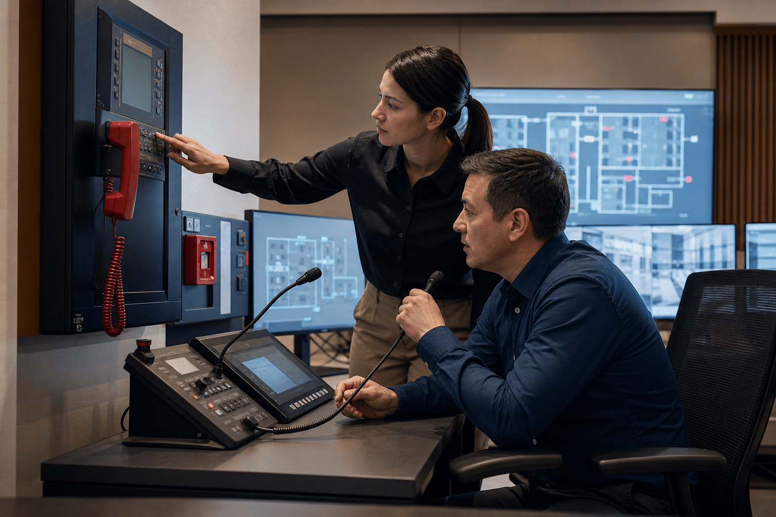 Man during emergency communication